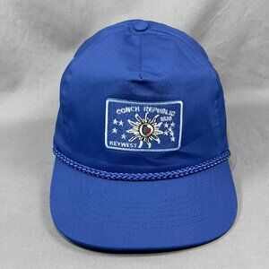 Vtg KC Key West Conch Republic Strapback Hat Blue Florida Rope Souvenir Mens 90s